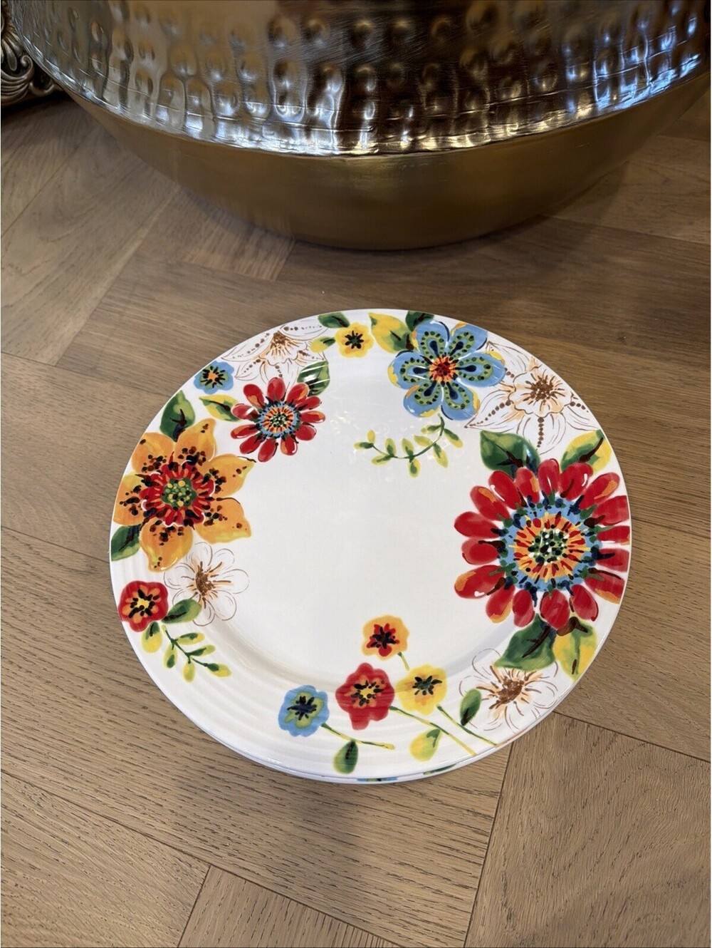 Set of 5 Pier 1 LUCIE Dinner Plates 11" Multicolored Flowers Retired 2016